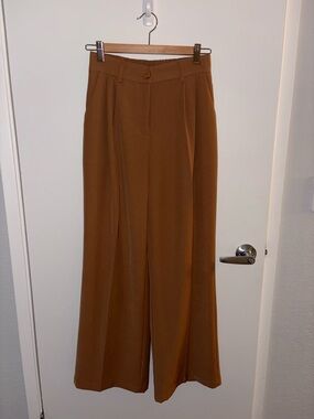 Wide-Leg High-Waist Trousers Slacks - Khaki